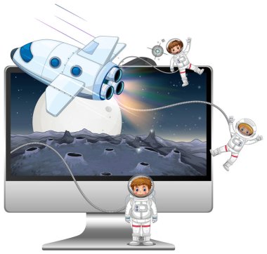 Bilgisayar ekranında Galaxy arkaplanı
