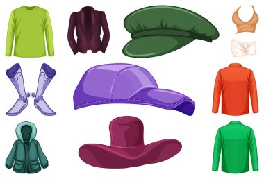 Beyaz arkaplan resimlerinde moda kıyafetleri ve aksesuarları