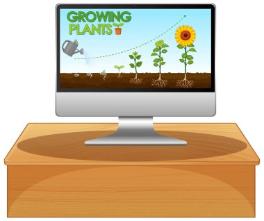 Bilgisayar ekranında parlayan bitkiler