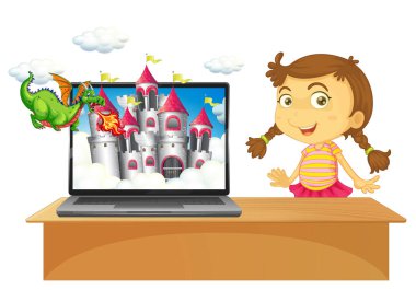 Dizüstü bilgisayarın resimlerinde peri masalı masaüstü arkaplanı