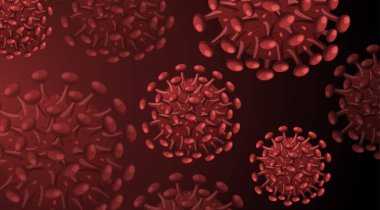 Coronavirus yapısı kırmızı arkaplan illüstrasyonu