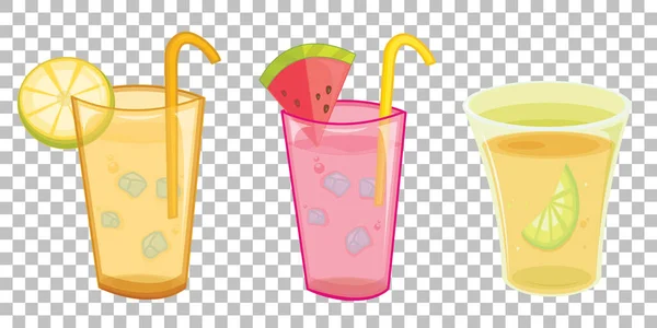 Conjunto Diferentes Tipos Bebidas Frescas Aisladas Sobre Fondo Transparente Ilustración — Vector de stock