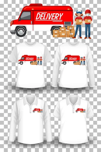 Set Mockup Shirt Delivery Theme Illustration — Stock Vector