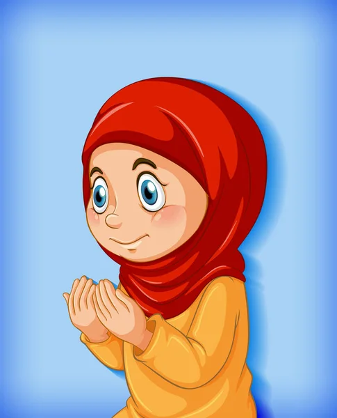 Musulmane Fille Pratique Religion Illustration — Image vectorielle