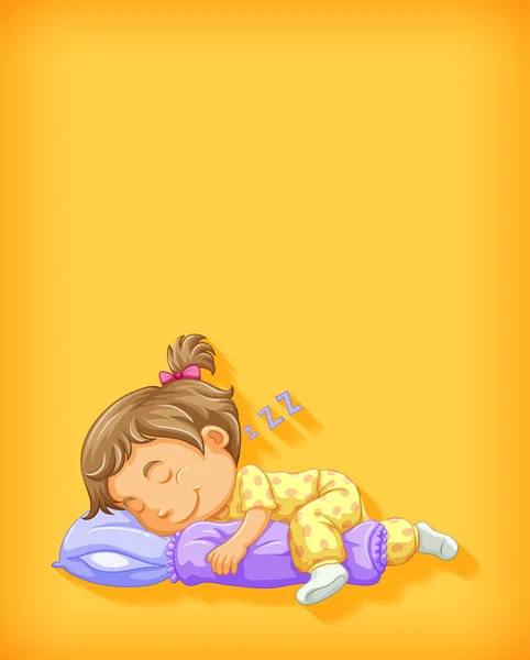 Menina Bonito Dormindo Desenho Animado Personagem Ilustração Isolada — Vetor de Stock