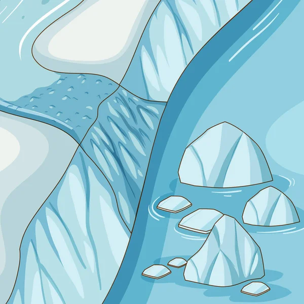 Empty Nature Arctic Antarctic Ice River Illustration — Stock Vector