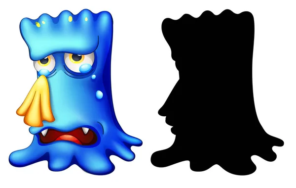 Monster Met Zijn Silhouet Witte Achtergrond Illustratie — Stockvector