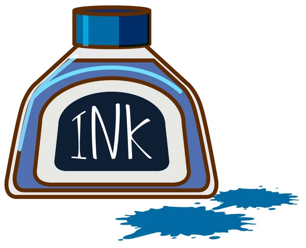 Bottle Blue Ink White Background Illustration — Stock Vector