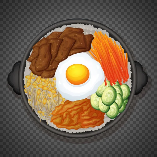 Bibimbap Koreansk Mat Transparent Bakgrund Illustration — Stock vektor