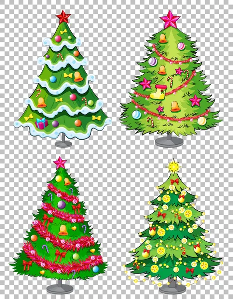 透明背景图上的一组圣诞节树 — 图库矢量图片