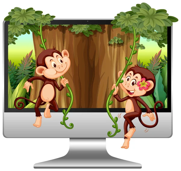 Tema Jungle Ilustración Fondo Computadora — Vector de stock
