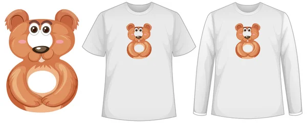 Set Two Types Shirt Bear Number Eight Shape Screen Shirts — Stock Vector