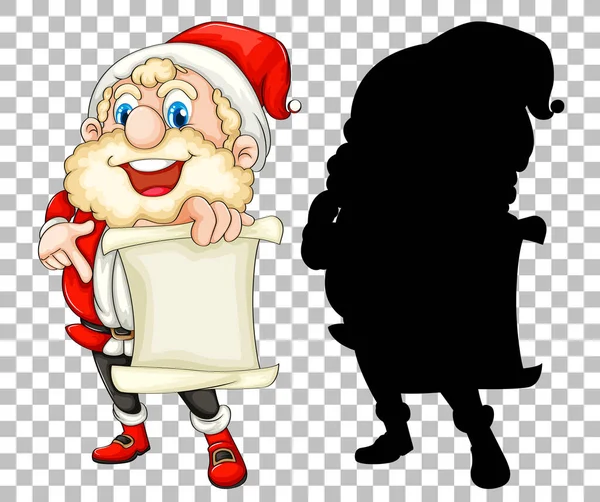 Santa Holding Scroll Its Silhouette Illustration — Stock Vector