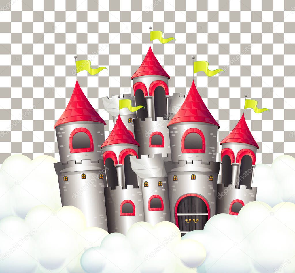 Castle in fairytale on transparent background illustration