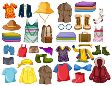 Beyaz arkaplan resimlerinde moda kıyafetleri ve aksesuarları