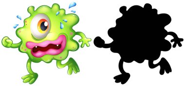 Beyaz arkaplanda silüeti olan bir canavar.