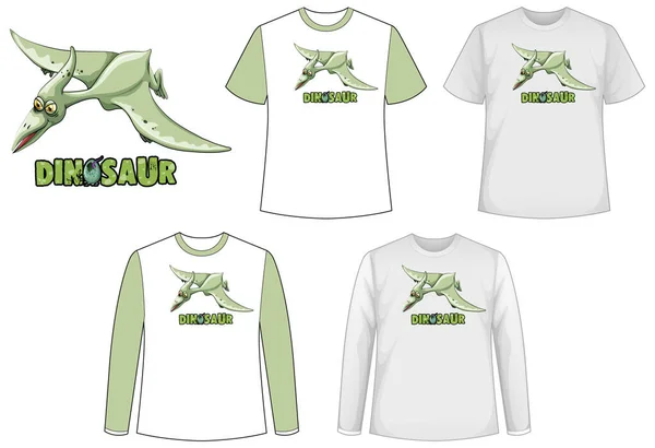 Conjunto Diferentes Tipos Camisa Tema Dinossauro Com Ilustração Logotipo Dinossauro —  Vetores de Stock