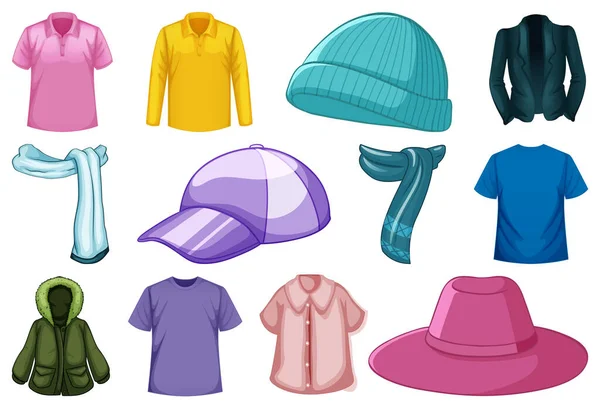 Set Van Mode Outfits Accessoires Witte Achtergrond Illustratie — Stockvector