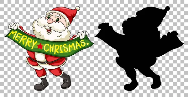Santa Drží Veselé Vánoční Prapor Ilustrace — Stockový vektor