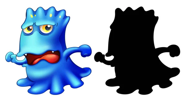 Monster Met Zijn Silhouet Witte Achtergrond Illustratie — Stockvector