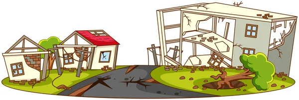 Domy Zničit Ilustrace Přírodní Katastrofy — Stockový vektor