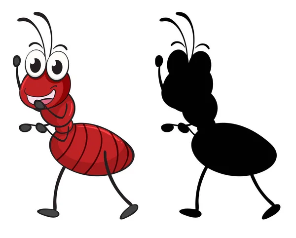 Set Van Insect Cartoon Karakter Zijn Silhouet Witte Achtergrond Illustratie — Stockvector