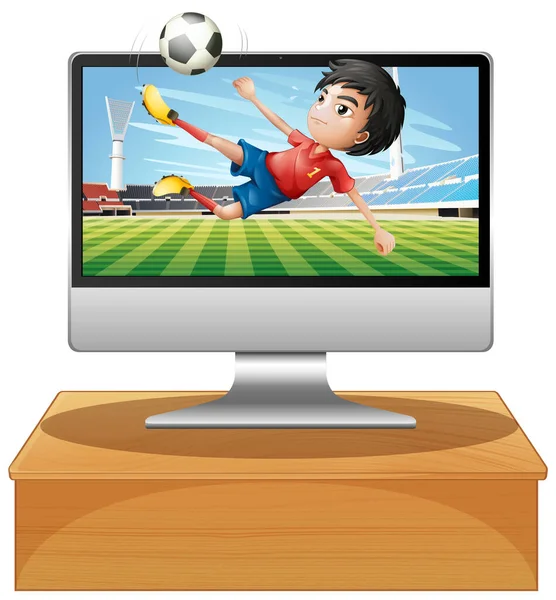 Fußball Auf Dem Computer Desktop Bildschirm — Stockvektor