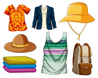 Beyaz arkaplan resimlerinde moda kıyafetleri ve aksesuarları