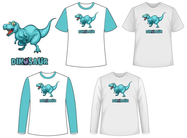 Conjunto Diferentes Tipos Camisa Tema Dinossauro Com Ilustração Logotipo Dinossauro —  Vetores de Stock