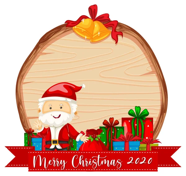 Mutlu Noeller 2020 Yazı Tipi Logosu Noel Baba Illüstrasyonlu Boş — Stok Vektör