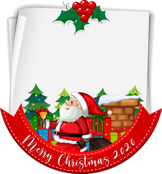 Papier Vierge Avec Logo Police Merry Christmas 2020 Illustration Père — Image vectorielle