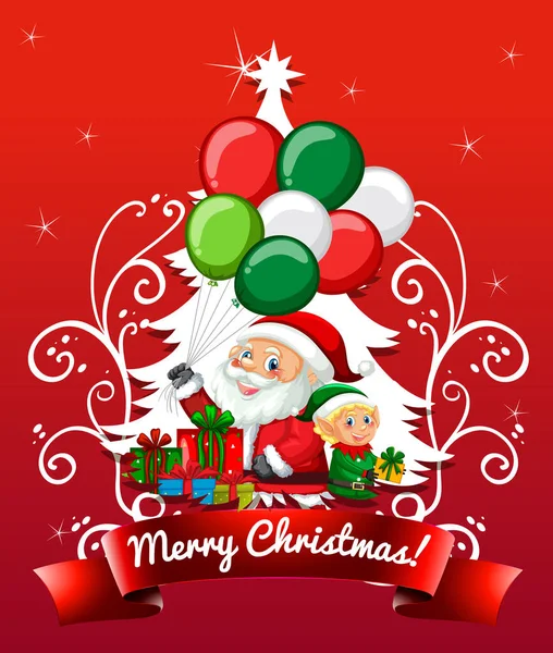 Vrolijk Kerstfeest Gelukkig Nieuwjaar Wenskaart Met Kerstman Illustratie — Stockvector