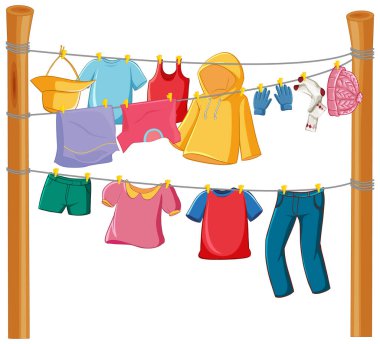 Raftaki izole giysiler resimleme