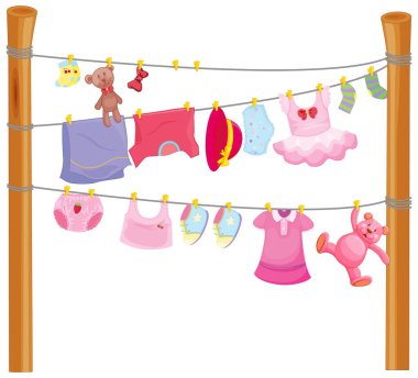 Raftaki izole giysiler resimleme