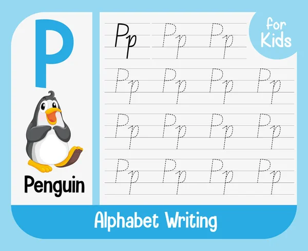 Alphabet Tracching Worksheet Letter Vocabulary Illustration — стоковий вектор