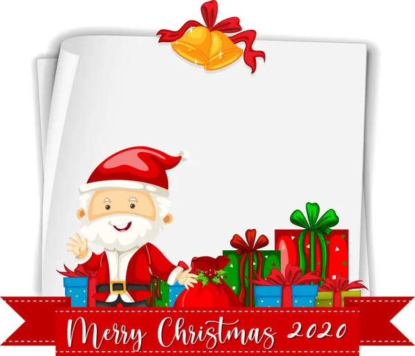 Prázdný Papír Nápisem Veselé Vánoce 2020 Ilustrací Santa Clause — Stockový vektor