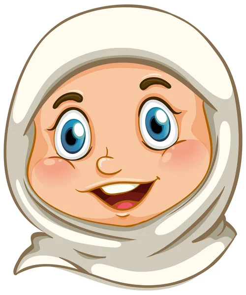 Feliz Muslim Menina Rosto Ilustração — Vetor de Stock