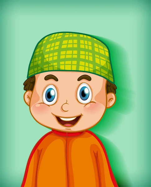 Maschio Musulmano Personaggio Dei Cartoni Animati Sul Colore Gradiente Sfondo — Vettoriale Stock