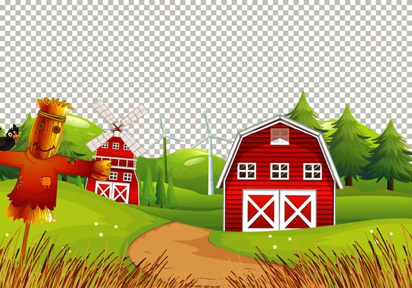 Barn Naturen Gård Transparent Bakgrund Illustration — Stock vektor