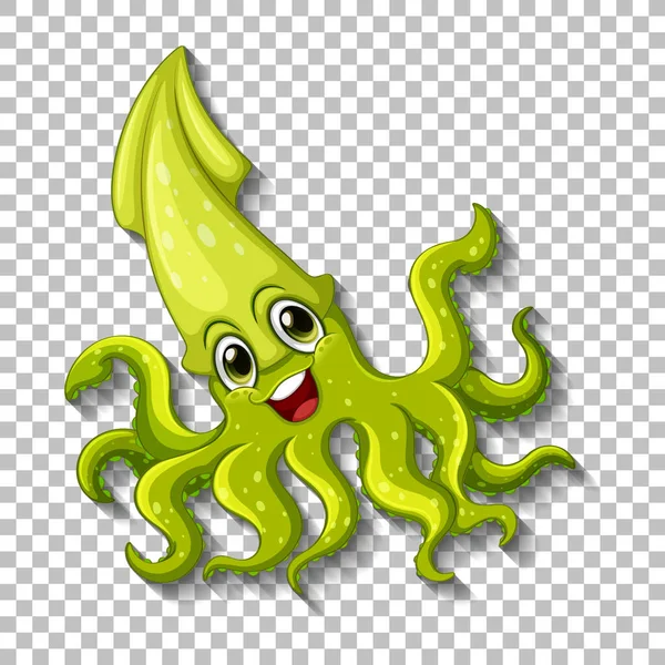 Χαριτωμένο Χαρακτήρα Κινουμένων Σχεδίων Squid Διαφανή Απεικόνιση Φόντου — Διανυσματικό Αρχείο