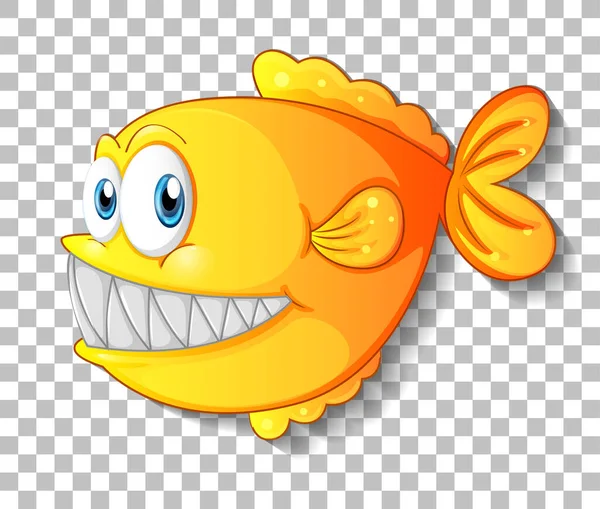 透明背景イラストの黄色のエキゾチックな魚の漫画のキャラクター — ストックベクタ