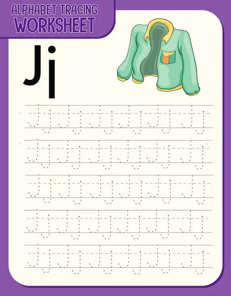 Alphabet Tracing Worksheet Letter Illustration — Stock Vector