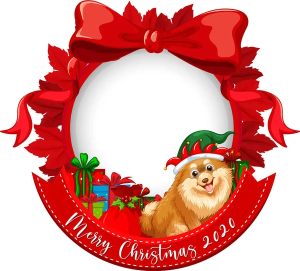 Marco Cinta Roja Con Logotipo Fuente Merry Christmas 2020 Con — Vector de stock