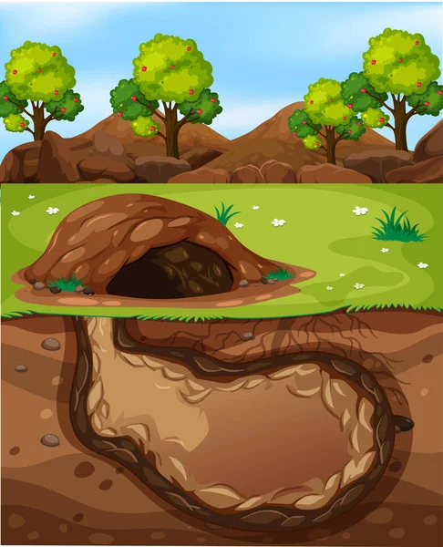 Empty Underground Animal Hole Illustration — Stock Vector