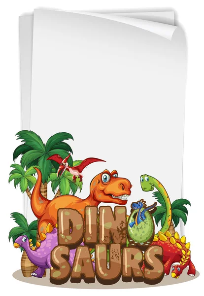 Modelo Banner Dinossauro Ilustração Fundo Branco — Vetor de Stock