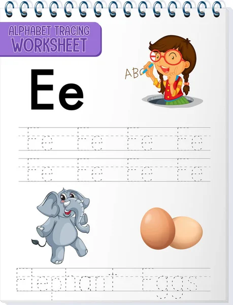 Harf ve kelime örnekleme ile alfabe izleme çalışma tablosu