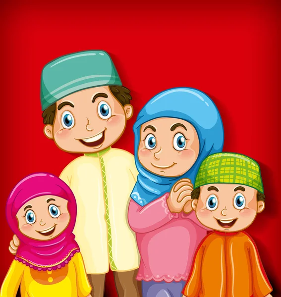 Membre Famille Musulmane Sur Illustration Fond Dégradé Couleur Personnage Bande — Image vectorielle