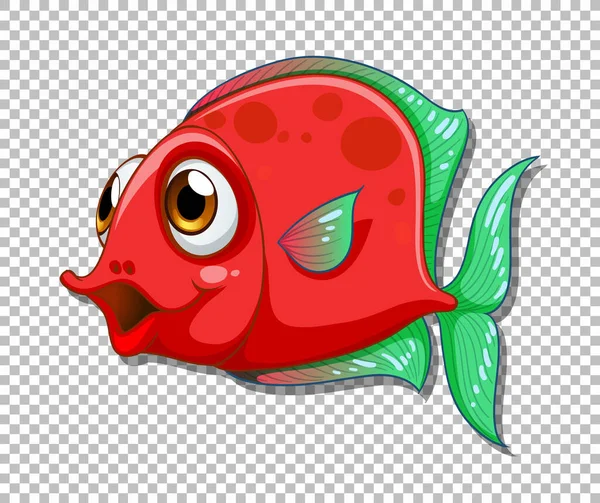 透明背景图片上的红色异国情调鱼卡通人物 矢量图形