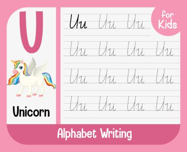 Harf ve kelime örnekleme ile alfabe izleme çalışma tablosu