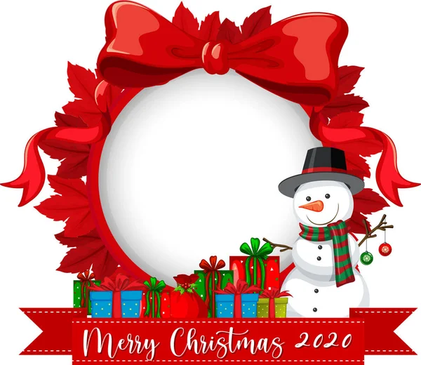 Cadre Ruban Rouge Avec Logo Police Merry Christmas 2020 Illustration — Image vectorielle